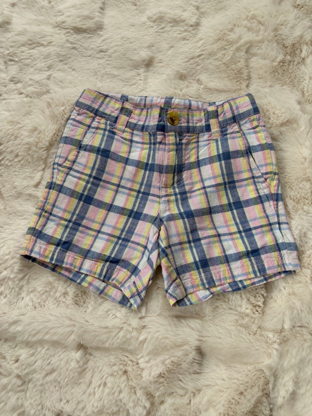 Janie and Jack Plaid Shorts in Navy, Pink, Yellow
